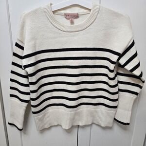 Philosophy White With Black Stripes Long Sleeve Sweater Women's Size S